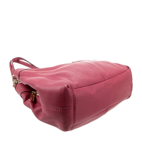 Coach Lexy In Leather Wine Soft Pebbled Leather Three Compartment Double Strap - Picture 4 of 15